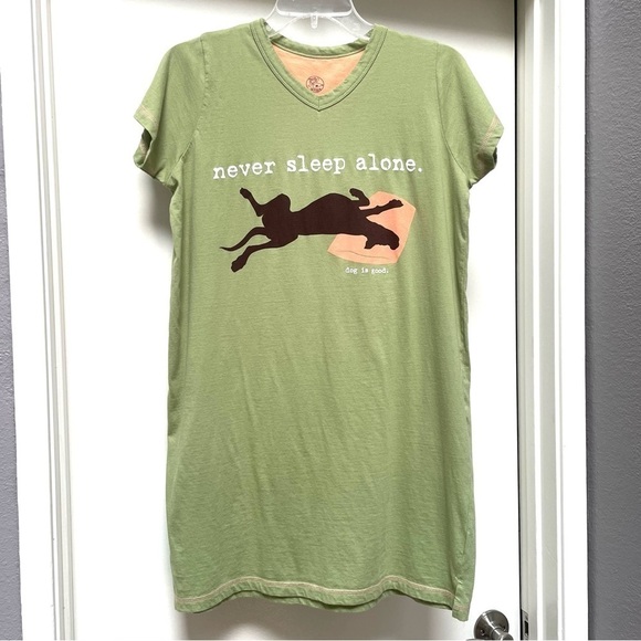 Dog Is Good Sleep Shirt Never Sleep Alone Size Small - Picture 4 of 5